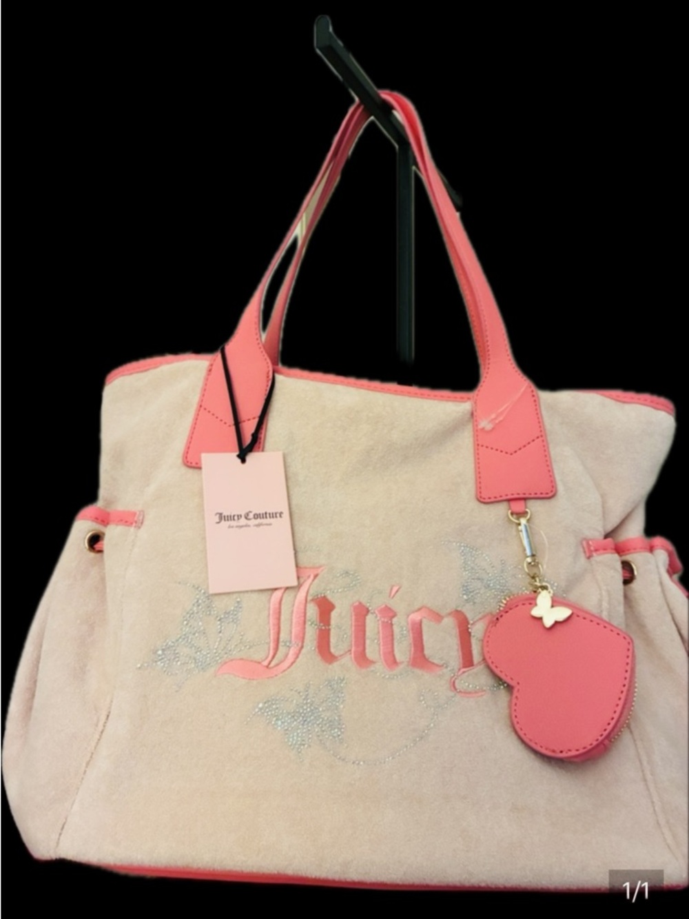 Juicy Couture NWT Pink Suede Tote with Coral Trim - Picture 10 of 10